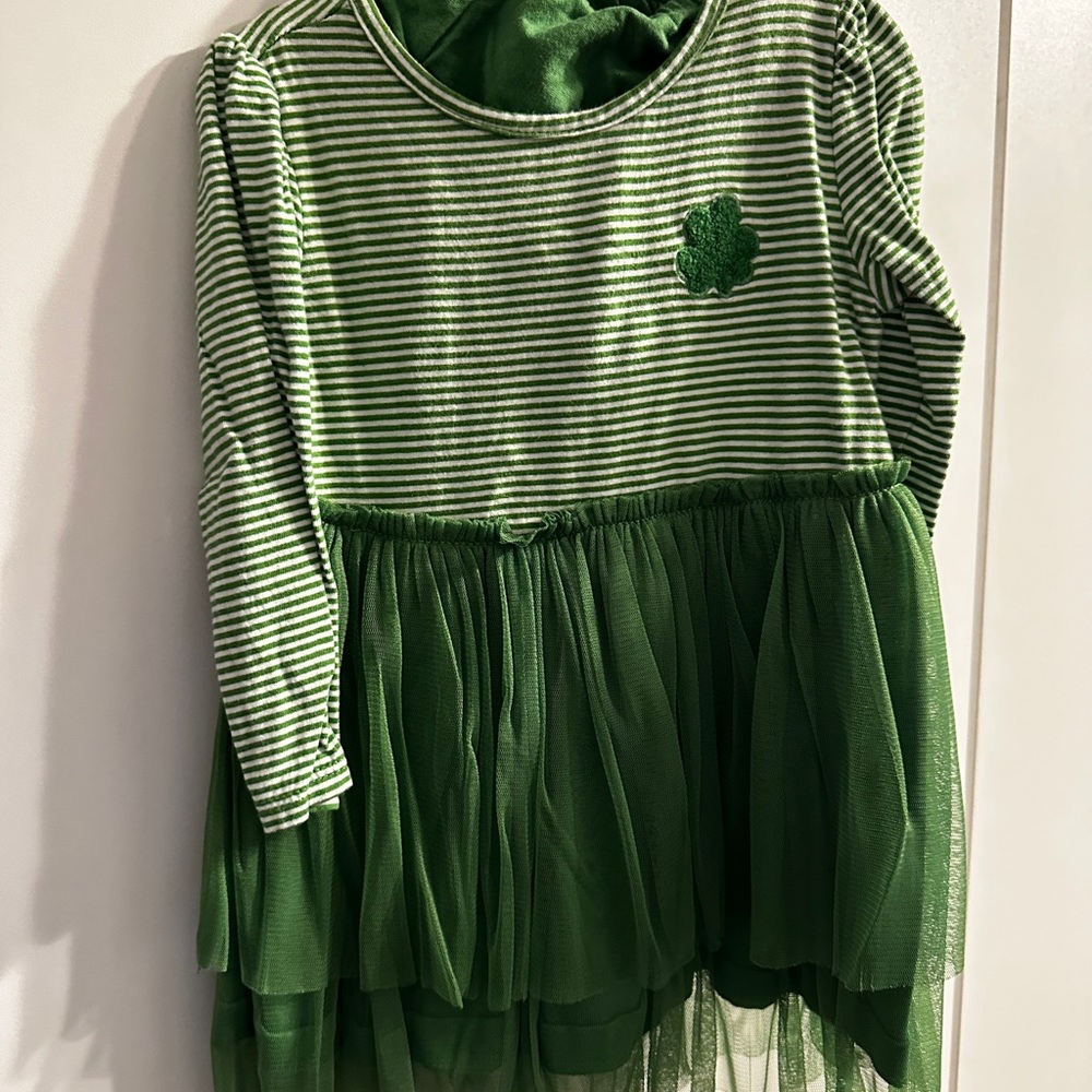 Green Striped Dress with Tulle Skirt